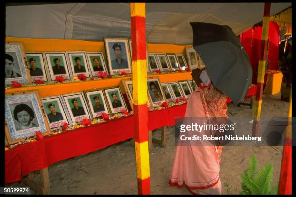 Portraits of Tamil separatist Liberation Tigers of Tamil Eelam fighters felled in battle w. Majority Sinhalese at shrine in wk-long LTTE memorial...