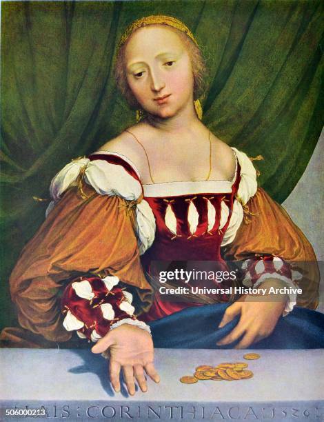 Lais of Corinth by Hans Holbein the Younger 1523-1524, portrays the famous Lais of Corinth, a courtesan of ancient Greece who charged a high price...