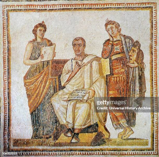 Roman mosaic of Virgil Ancient Roman poet of the Augustan period. Dated 1st Century B.C.