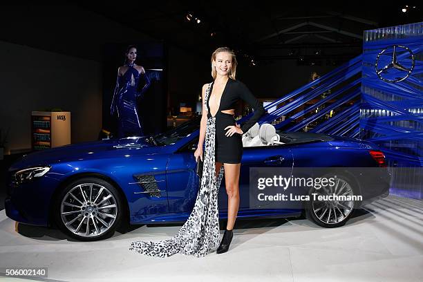 Natasha Poly attends the Mercedes-Benz Fashion Talk during the Mercedes-Benz Fashion Week Berlin Autumn/Winter 2016 at Brandenburg Gate on January...