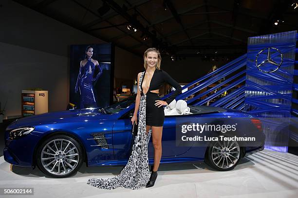 Natasha Poly attends the Mercedes-Benz Fashion Talk during the Mercedes-Benz Fashion Week Berlin Autumn/Winter 2016 at Brandenburg Gate on January...