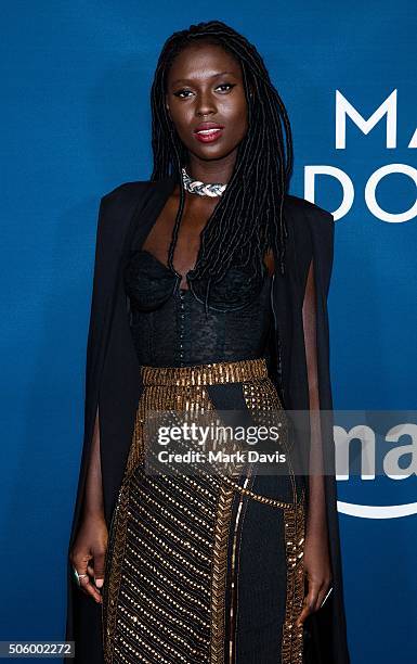 Actress Jodie Turner-Smith attends the red carpet premiere screening of Amazon original series 'Mad Dogs' at Pacific Design Center on January 20,...