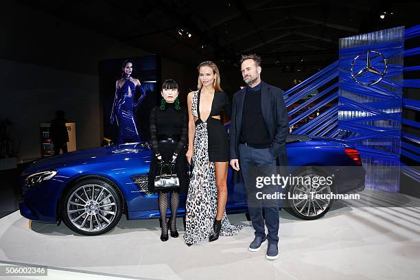 Atsuko Kudo, Natasha Poly and Jeff Bark attend the Mercedes-Benz Fashion Talk during the Mercedes-Benz Fashion Week Berlin Autumn/Winter 2016 at...