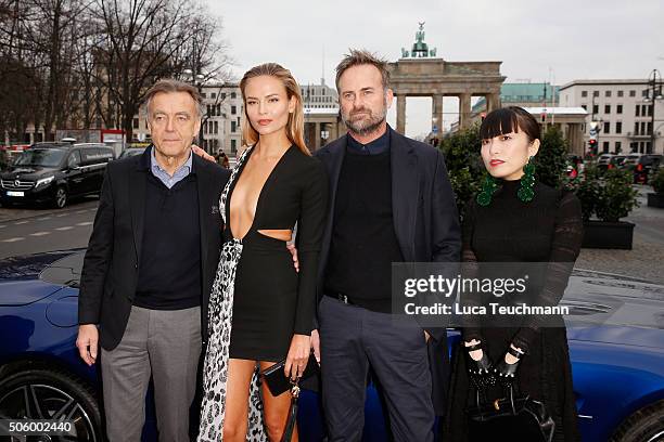Atsuko Kudo, Jeff Bark, Natasha Poly and Wolfgang Schattling attend the Mercedes-Benz Fashion Talk during the Mercedes-Benz Fashion Week Berlin...