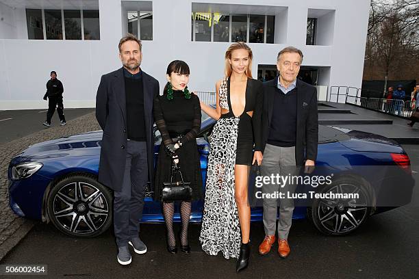 Jeff Bark, Atsuko Kudo, Natasha Poly and Wolfgang Schattling attend the Mercedes-Benz Fashion Talk during the Mercedes-Benz Fashion Week Berlin...