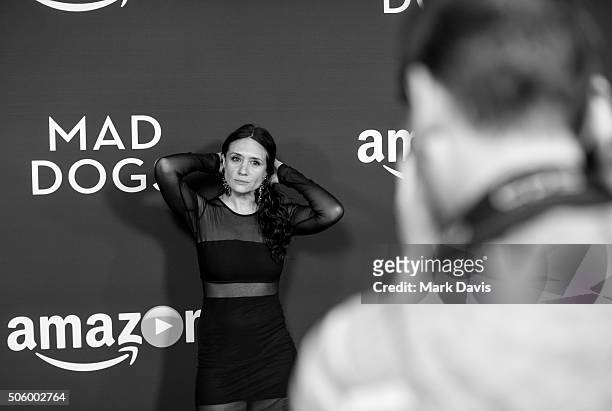 Actress Maria Botto attends the red carpet premiere screening of Amazon original series 'Mad Dogs' at Pacific Design Center on January 20, 2016 in...