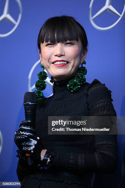 Designer Atsuko Kudo attends the Mercedes-Benz Fashion Talk during the Mercedes-Benz Fashion Week Berlin Autumn/Winter 2016 at Brandenburg Gate on...