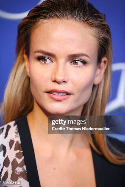 Natasha Poly attends the Mercedes-Benz Fashion Talk during the Mercedes-Benz Fashion Week Berlin Autumn/Winter 2016 at Brandenburg Gate on January...