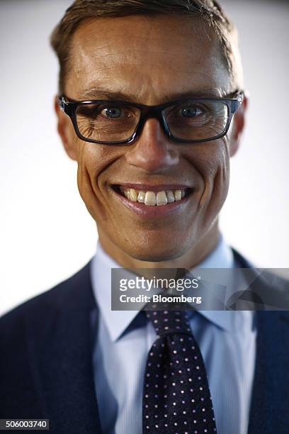 Alexander Stubb, Finland's finance minister, poses for a photograph following a Bloomberg Television interview in Davos, Switzerland, on Thursday,...