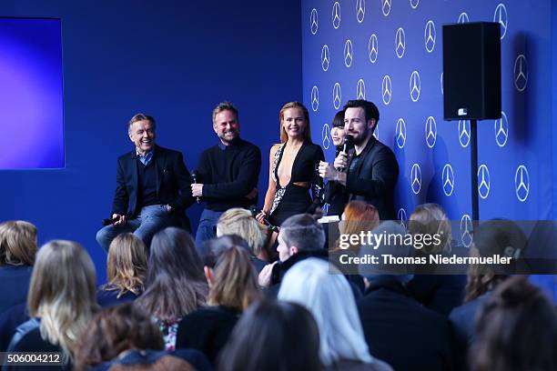 Wolfgang Schattling, Jeff Bark, Natasha Poly, Atsuko Kudo and Jan Koeppen attend the Mercedes-Benz Fashion Talk during the Mercedes-Benz Fashion Week...