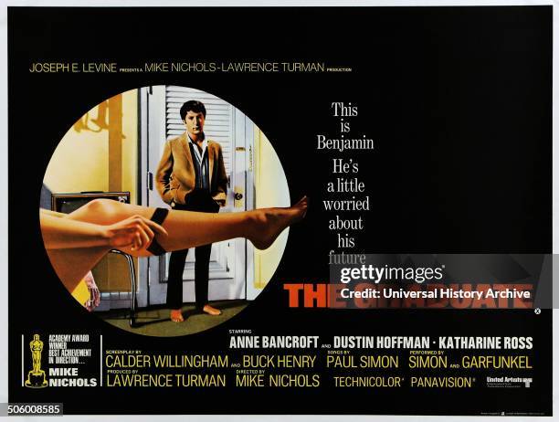 "The Graduate", a 1967 comedy drama, starring Anne Bancroft, Dustin Hoffman and Katharine Ross.