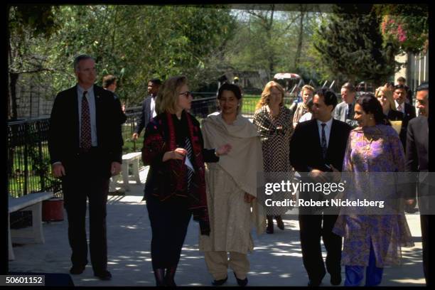 First Lady Hillary Rodham Clinton visiting college for girls in Islamabad.