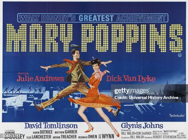 "Mary Poppins" a 1964 American musical fantasy film starring Julie Andrews and Dick Van Dyke.