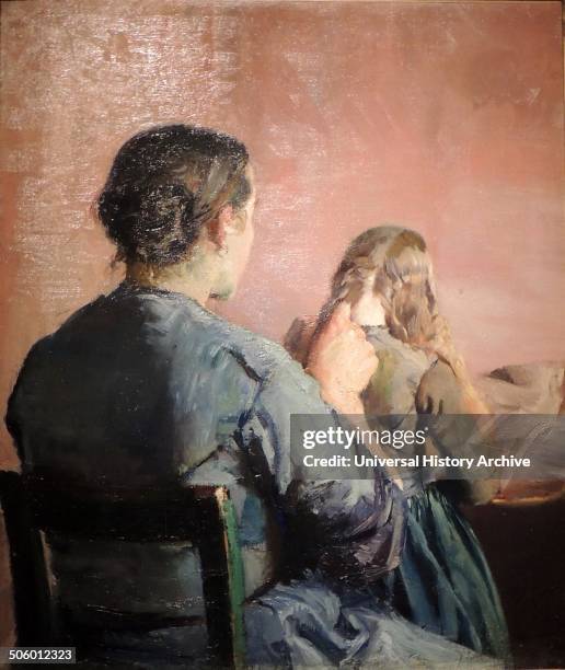 Braiding her Hair, 1888 by Christian Krohg , Oil on canvas.