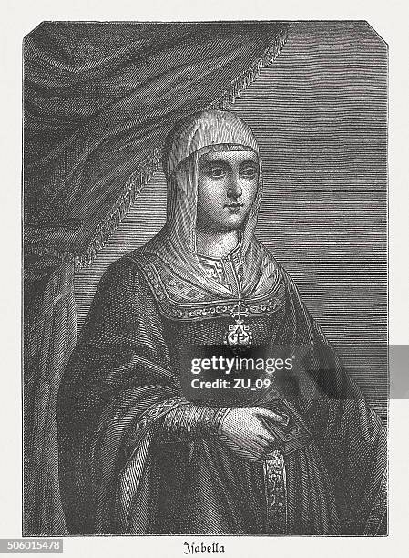 illustrations, cliparts, dessins animés et icônes de isabella i (1451-1504), queen (grand lit) de castille, publié c. tm - castille et leon