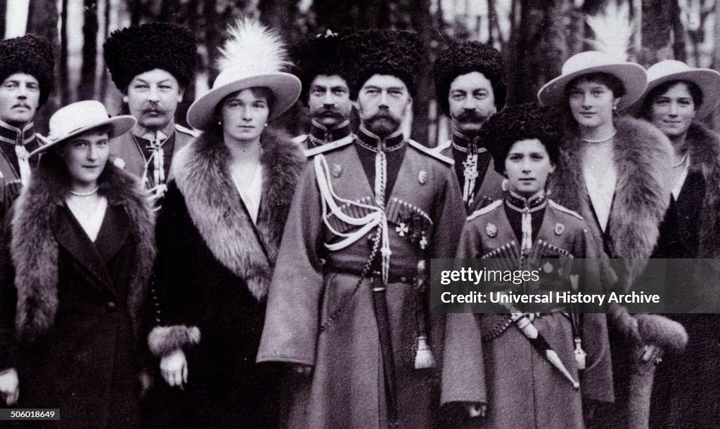 The Romanovs visiting a regiment during World War I.