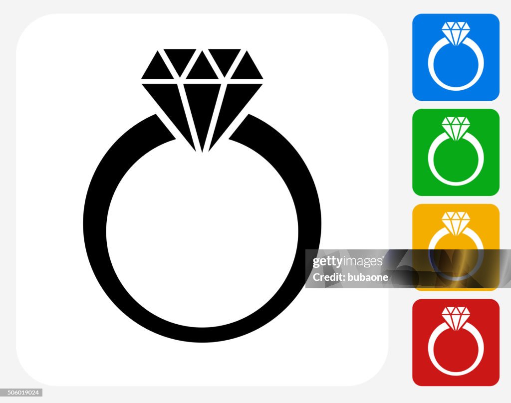 Diamond Ring Icon Flat Graphic Design