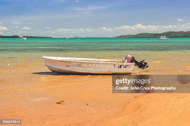 thursday island boat - torres strait stockfoto's en -beelden