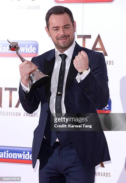 Danny Dyer poses with his award for Best Serial Drama Performance at the 21st National Television Awards at The O2 Arena on January 20, 2016 in...