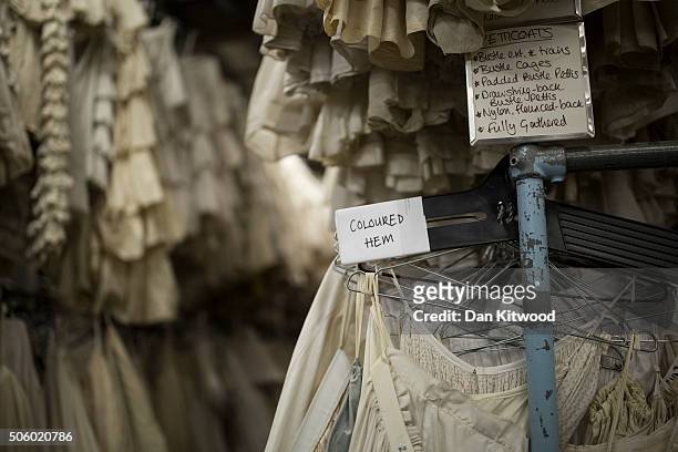 Items are displayed in the stockroom at Angels Costume House on January 20, 2016 in London, England. Angels Costumes established in 1840 is in its...