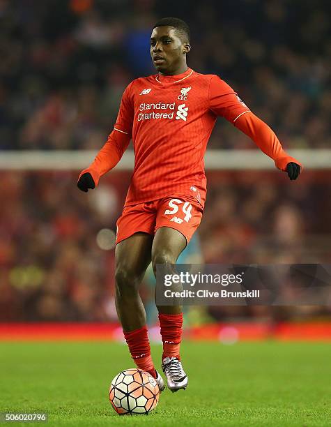 Sheyi Ojo of Liverpool in action during The Emirates FA Cup Third Round Replay match between Liverpool and Exeter City at Anfield on January 20, 2016...