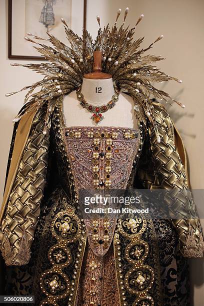 The outfit worn by Judi Dench in the film Shakespeare in Love is displayed at Angels Costume House on January 20, 2016 in London, England. Angels...