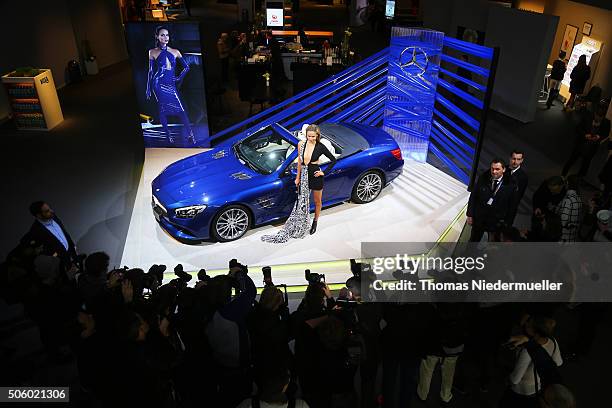 Natasha Poly attends the Mercedes-Benz Fashion Talk during the Mercedes-Benz Fashion Week Berlin Autumn/Winter 2016 at Brandenburg Gate on January...