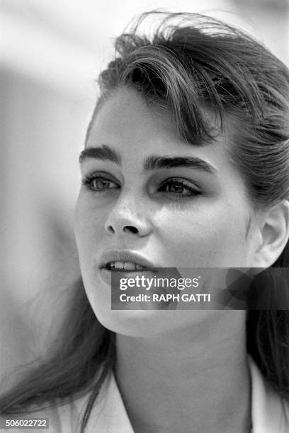 Photo taken on June 25, 1983 shows US actress, model and former child star Brooke Shields during the Monte-Carlo ATP Masters Series Tournament tennis...