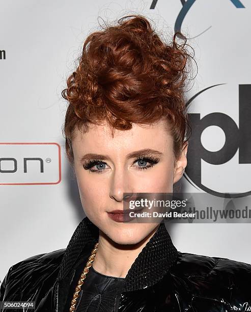 Singer Kiesza arrives at the launch of Jennifer Lopez's residency "JENNIFER LOPEZ: ALL I HAVE" at Planet Hollwood Resort & Casino on January 20, 2016...