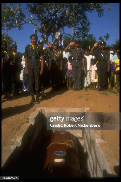 Mil. Funeral for Lance Corporal Alvis, killed by LTTE rebel fire in Jaffna in OP Leap Forward offensive against separatist Tamil Tigers.