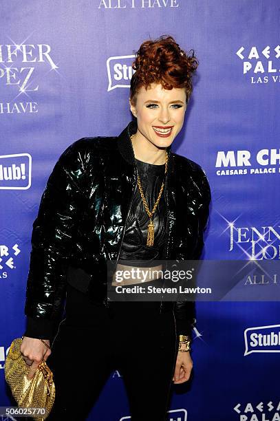 Singer Kiesza attends the after party for "JENNIFER LOPEZ: ALL I HAVE" and the grand opening of Mr. Chow at Caesars Palace on January 21, 2016 in Las...