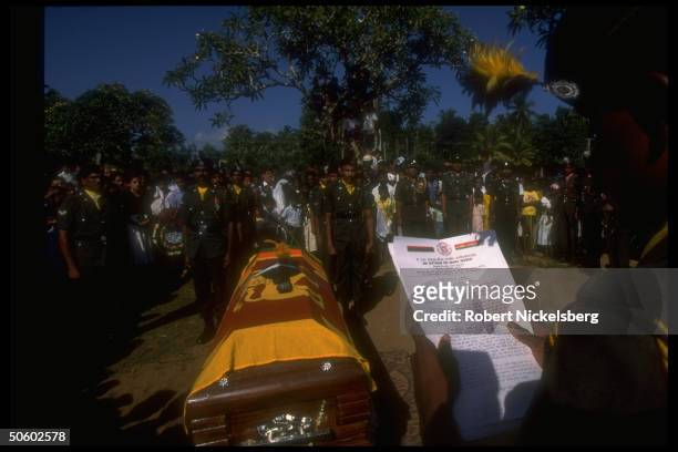Mil. Funeral for Lance Corporal Alvis, killed by LTTE rebel fire in Jaffna in OP Leap Forward offensive against separatist Tamil Tigers.