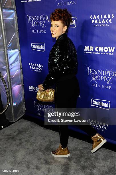 Singer Kiesza attends the after party for "JENNIFER LOPEZ: ALL I HAVE" and the grand opening of Mr. Chow at Caesars Palace on January 21, 2016 in Las...