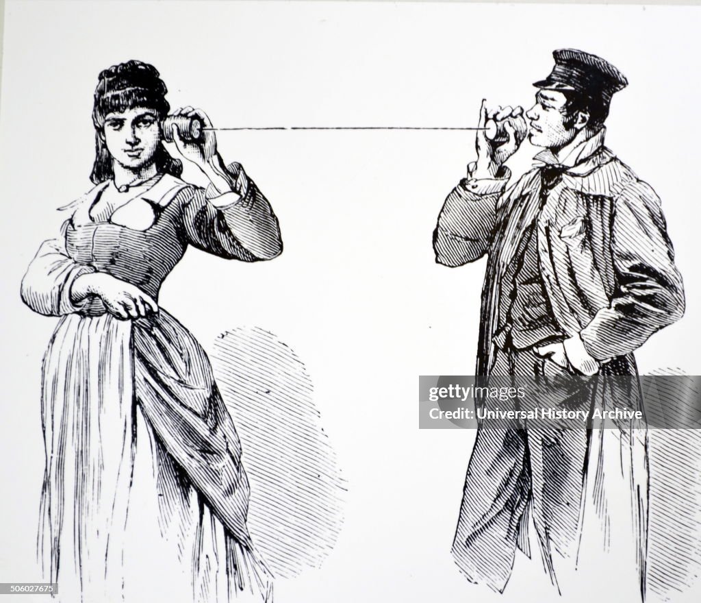 String Telephon A string telephone. Engraving from ''Le Telephone'' by T. De Moncel ...