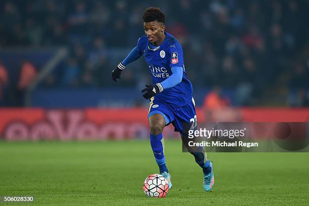 Demarai Gray of Leicester in action during the Emirates FA Cup Third Round Replay match between Leicester City and Tottenham Hotspur at The King...