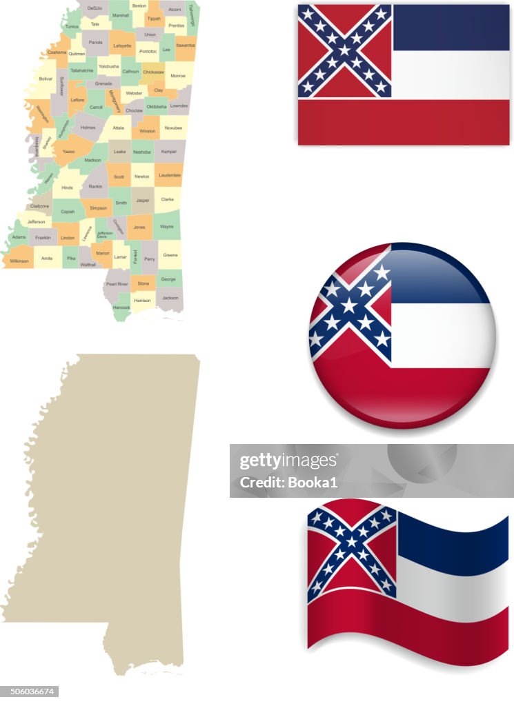 Mississippi Map and Flag Collection