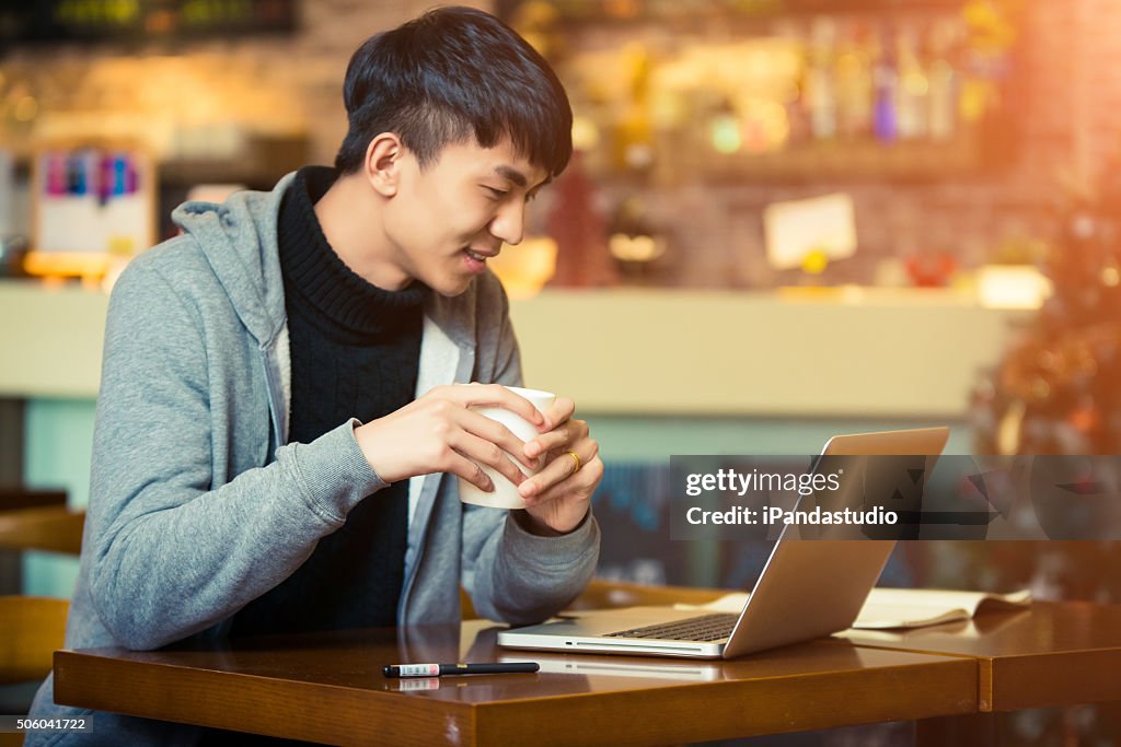 Young man in a coffee house