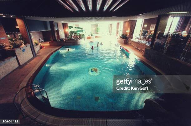Large, modern indoor swimming pool where England's Princess Diana & Fergie, Duchess of York, once swam, at Craigendarroch Hotel nr. Balmoral estate.
