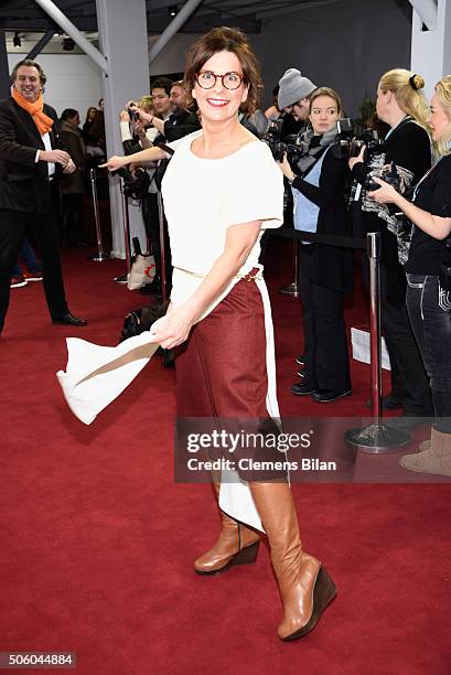 Astrid Rudolph attends the Dimitri show during the Mercedes-Benz Fashion Week Berlin Autumn/Winter 2016 at Brandenburg Gate on January 21, 2016 in...