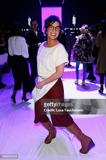 Astrid Rudolph attends the Dimitri show during the Mercedes-Benz Fashion Week Berlin Autumn/Winter 2016 at Brandenburg Gate on January 21, 2016 in...