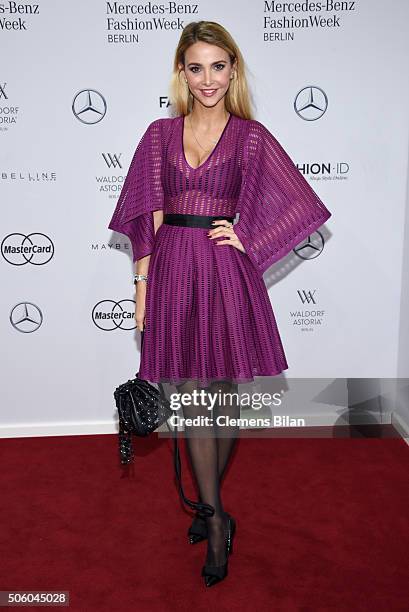 Sophie Hermann attends the Dimitri show during the Mercedes-Benz Fashion Week Berlin Autumn/Winter 2016 at Brandenburg Gate on January 21, 2016 in...