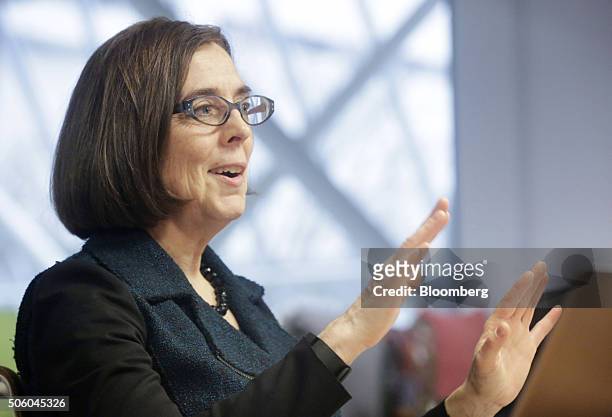 Kate Brown, governor of Oregon, speaks during an interview in Portland, Oregon, U.S. On Wednesday, Jan. 20, 2016. Brown, a Democrat, joined the state...