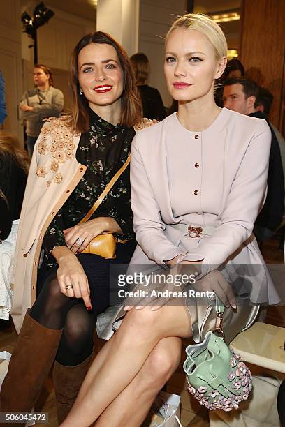 Eva Padberg and Franziska Knuppe attend the Marina Hoermanseder show as part of Der Berliner Mode Salon during the Mercedes-Benz Fashion Week Berlin...