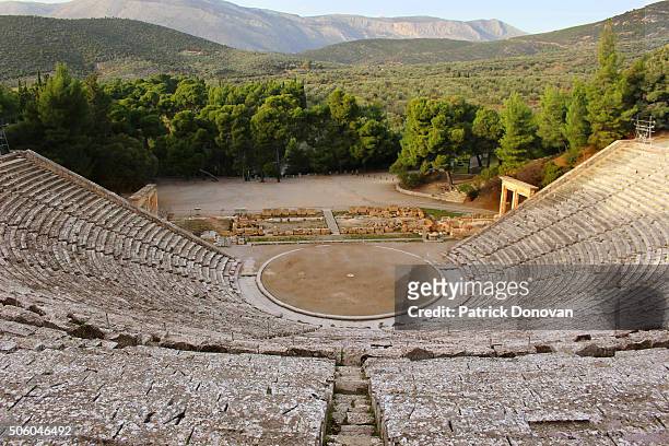 theater of epidaurus, argolis, greece - epidaurus stock pictures, royalty-free photos & images