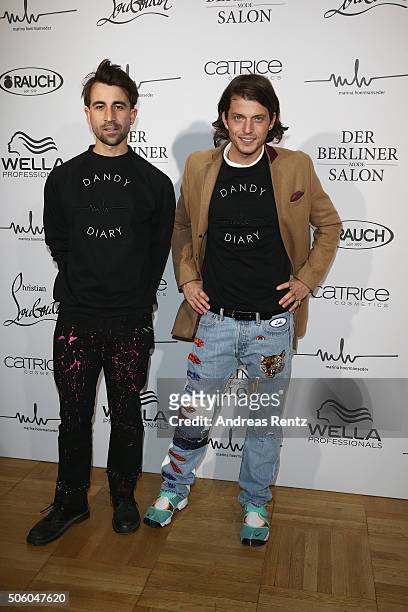 David Roth and Carl Jakob Haupt attend the Marina Hoermanseder show as part of Der Berliner Mode Salon during the Mercedes-Benz Fashion Week Berlin...