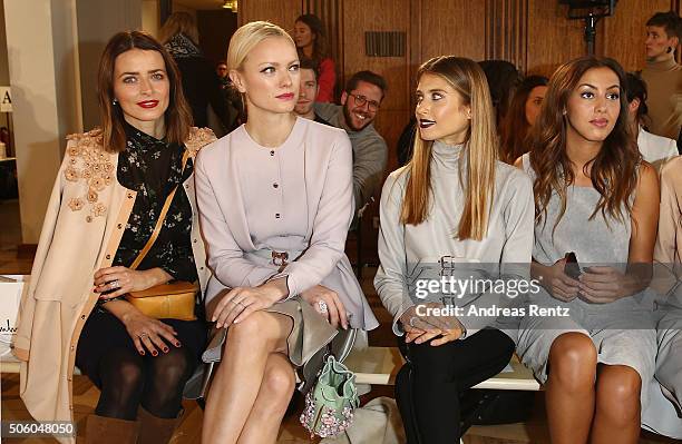 Eva Padberg, Franziska Knuppe, Cathy Hummels and Namika attend the Marina Hoermanseder show as part of Der Berliner Mode Salon during the...