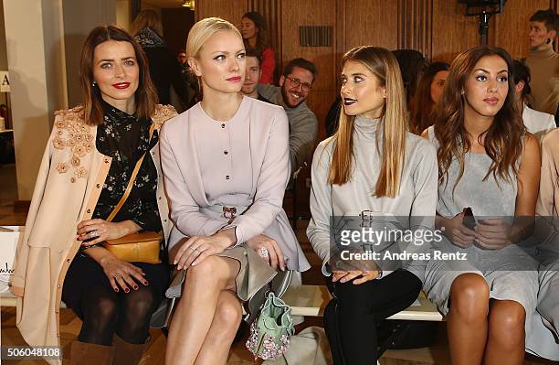Eva Padberg, Franziska Knuppe, Cathy Hummels and Namika attend the Marina Hoermanseder show as part of Der Berliner Mode Salon during the...
