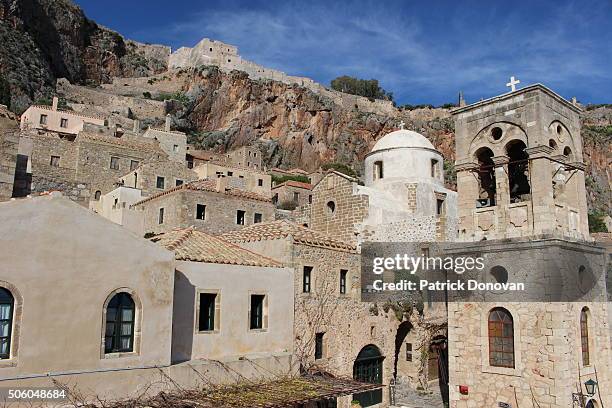 view of lower town, monemvasia, greece - monemvasia 個照片及圖片檔