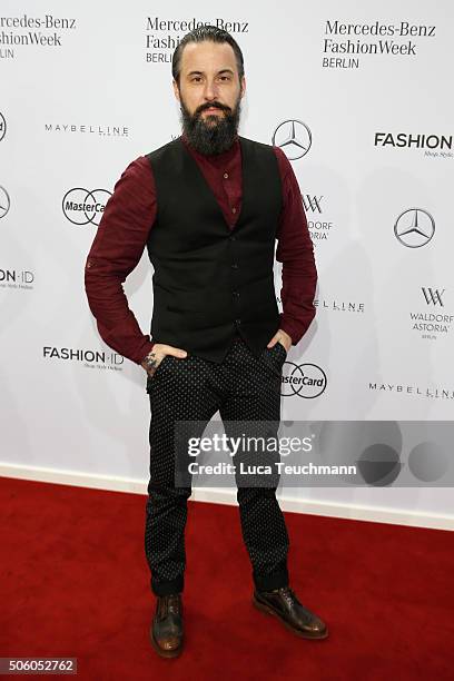 Tobias Bojko attends the Ewa Herzog show during the Mercedes-Benz Fashion Week Berlin Autumn/Winter 2016 at Brandenburg Gate on January 21, 2016 in...