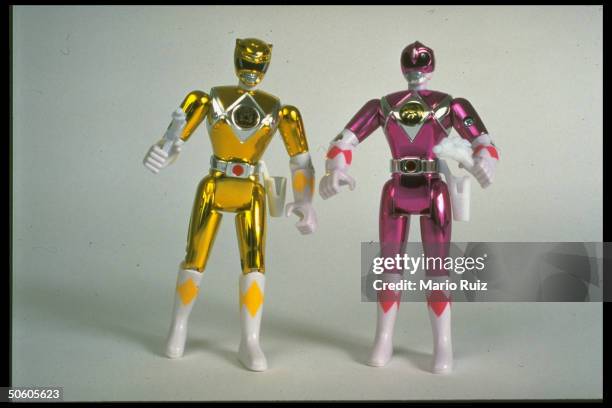 Mighty Morphin Power Rangers action figures from popular kiddie TV action fantasy series.